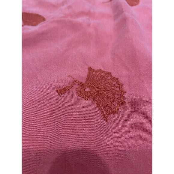 Womens Soft Surroundings 3X Red Embroidered Fans 3/4 Sleeve Button Up Top - Picture 7 of 10